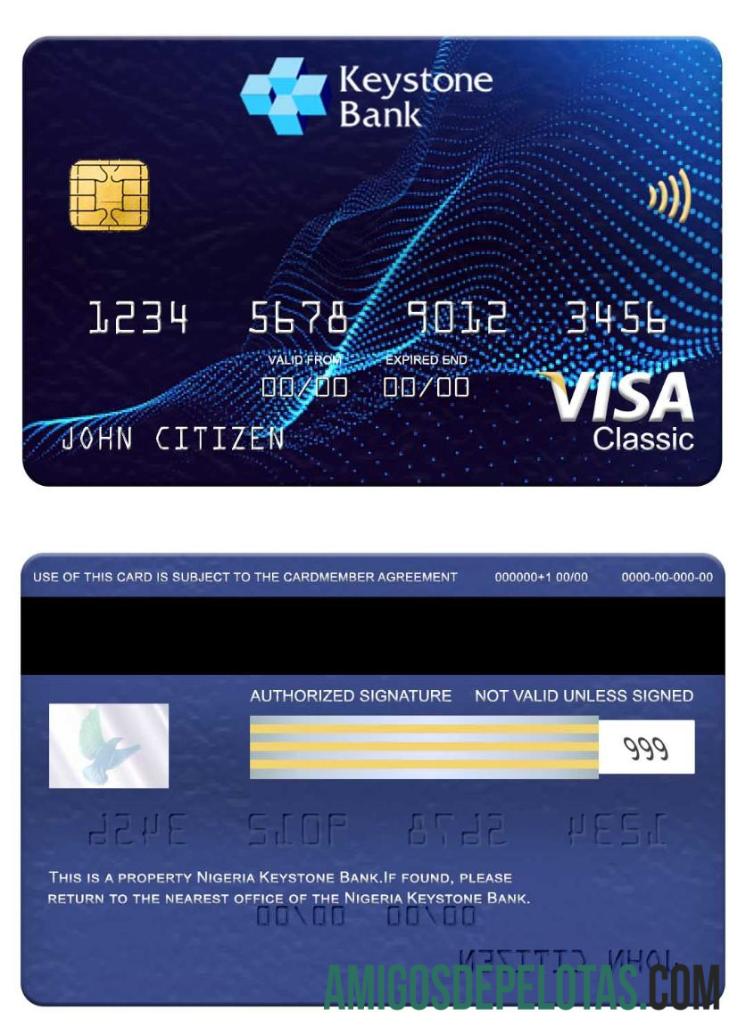 Nigeria Keystone Bank Visa Classic Card download for verification
